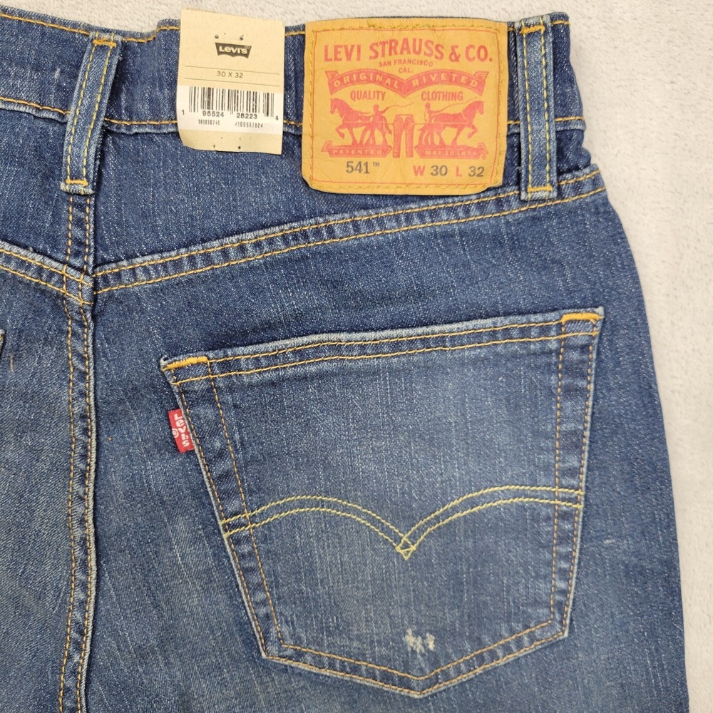 Levis 541 Jeans‎ Men 30x32 Blue Denim Athletic Taper Stretch Pant New Tag Ripped